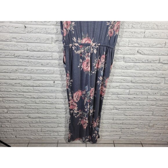 Tickled Teal Women Jumpsuit Extra Large Short Sleeve Gray Floral FLO190E - Picture 7 of 10